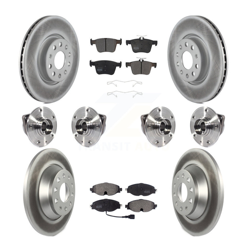 Front Rear Hub Bearings Assembly Coated Disc Brake Rotors And Semi-Metallic Pads Kit (10Pc) For Audi TT Quattro KBB-116333