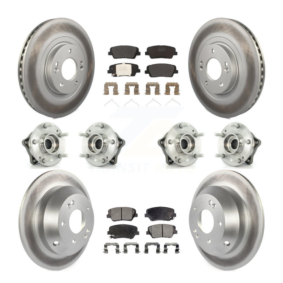 Front Rear Hub Bearing Coated Brake Rotor & Pads Kit (10Pc) For 2014-2015 Kia Sorento AWD KBB-116353