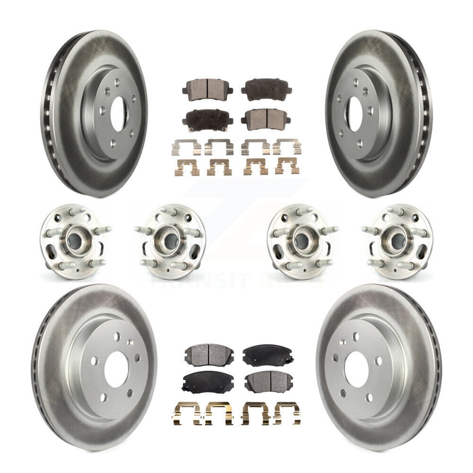 Front Rear Hub Bearings Assembly Coated Disc Brake Rotors And Semi-Metallic Pads Kit (10Pc) For Chevrolet Malibu Impala Buick LaCrosse KBB-116361