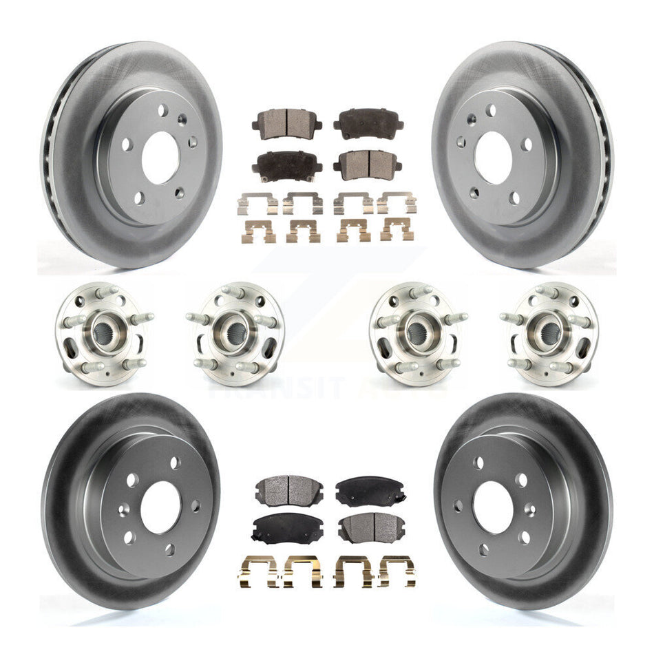 Front Rear Hub Bearings Assembly Coated Disc Brake Rotors And Semi-Metallic Pads Kit (10Pc) For 2013-2015 Chevrolet Malibu Naturally Aspirated KBB-116362