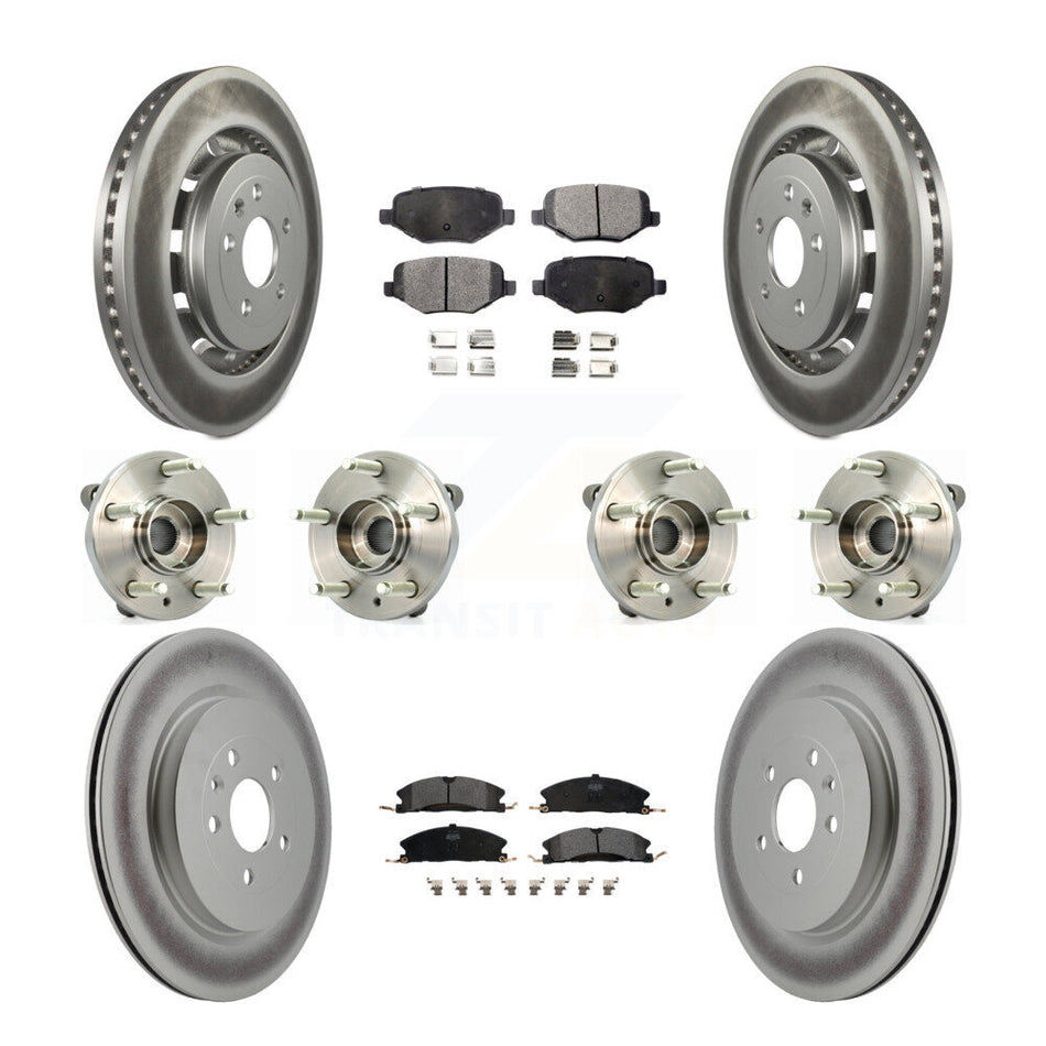Front Rear Hub Bearings Assembly Coated Disc Brake Rotors And Semi-Metallic Pads Kit (10Pc) For Lincoln MKS Ford Flex Taurus MKT KBB-116369