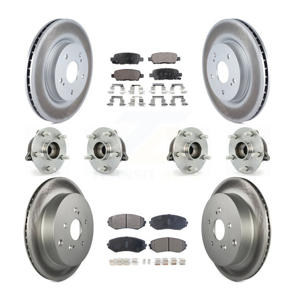 Front Rear Hub Bearings Assembly Coated Disc Brake Rotors And Semi-Metallic Pads Kit (10Pc) For 2009-2013 Suzuki Grand Vitara KBB-116380