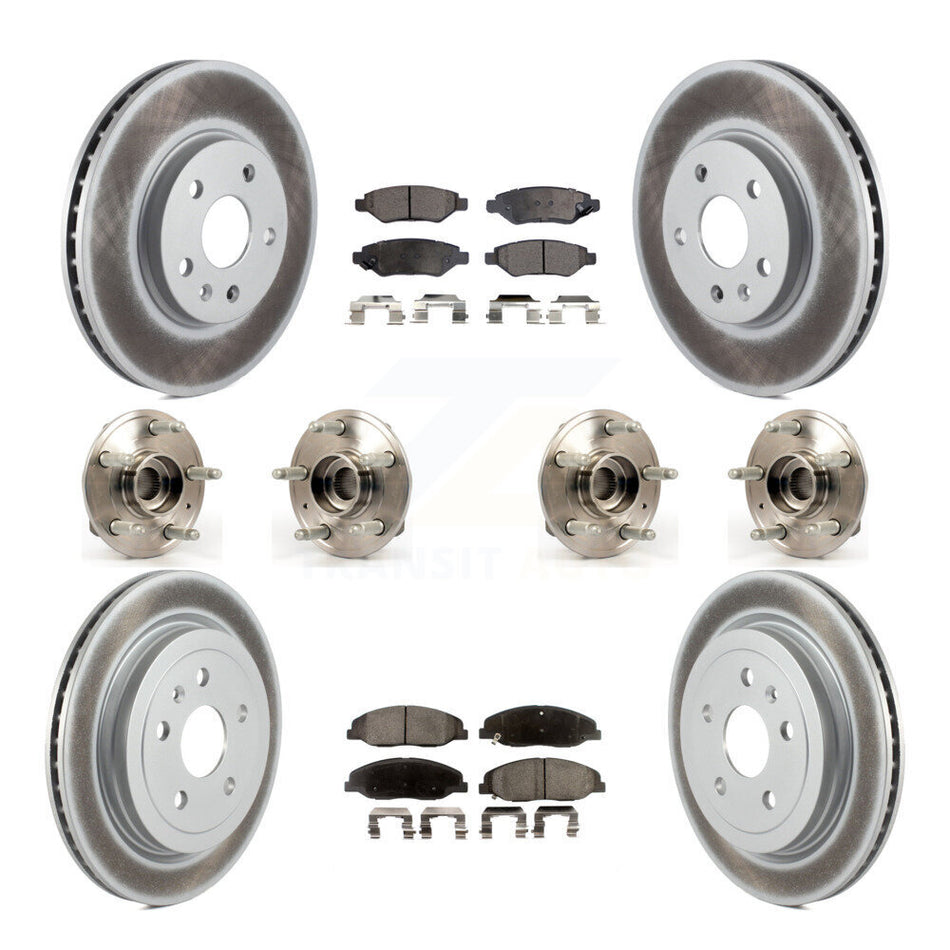 Front Rear Hub Bearings Assembly Coated Disc Brake Rotors And Semi-Metallic Pads Kit (10Pc) For Cadillac CTS KBB-116387