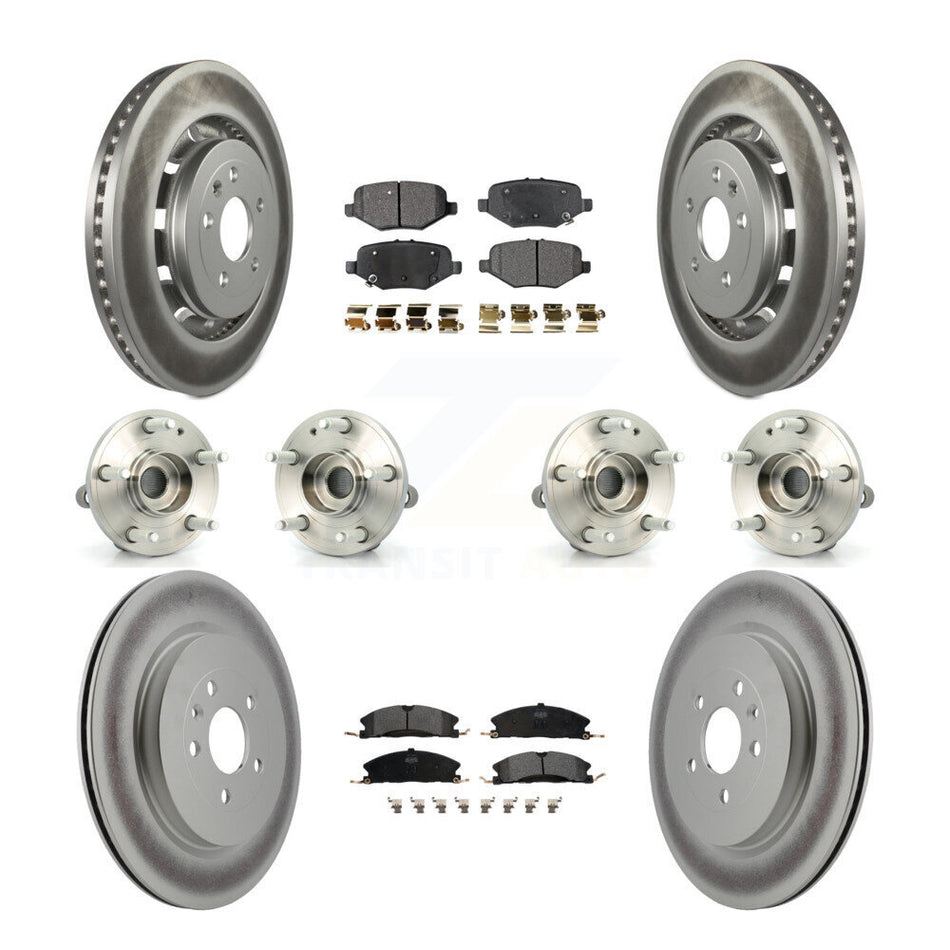 Front Rear Hub Bearings Assembly Coated Disc Brake Rotors And Semi-Metallic Pads Kit (10Pc) For Ford Explorer KBB-116407