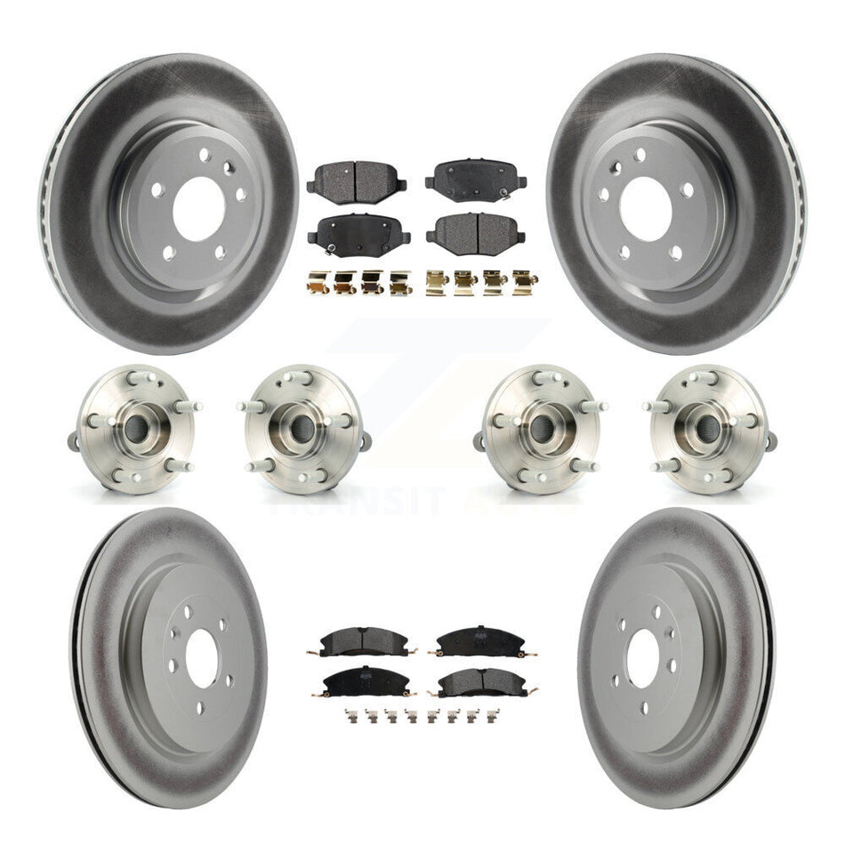 Front Rear Hub Bearings Assembly Coated Disc Brake Rotors And Semi-Metallic Pads Kit (10Pc) For 2013 Ford Explorer Sport With Heavy Duty Brakes KBB-116408