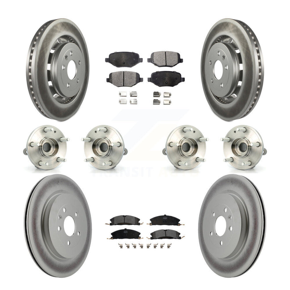 Front Rear Hub Bearings Assembly Coated Disc Brake Rotors And Semi-Metallic Pads Kit (10Pc) For Ford Explorer Police Interceptor Utility KBB-116409