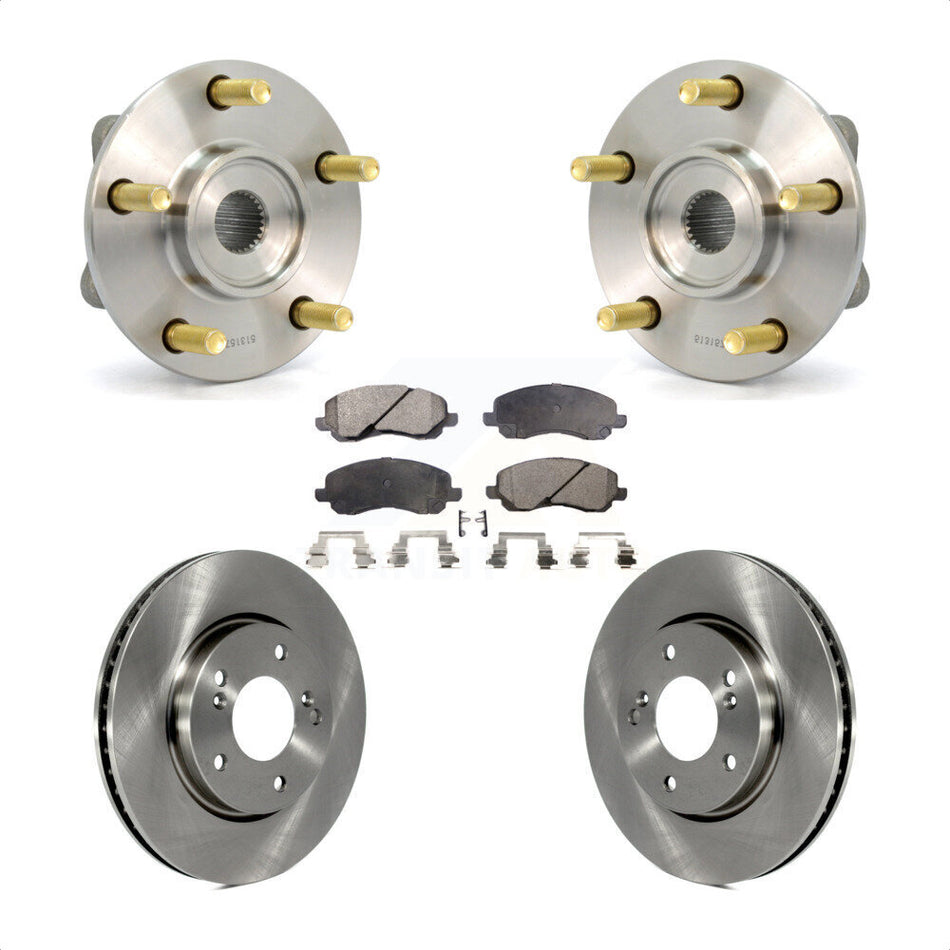 Front Hub Bearing Assembly With Disc Brake Rotors And Semi-Metallic Pads Kit For 2008 Mitsubishi Galant 2.4L KBB-116426