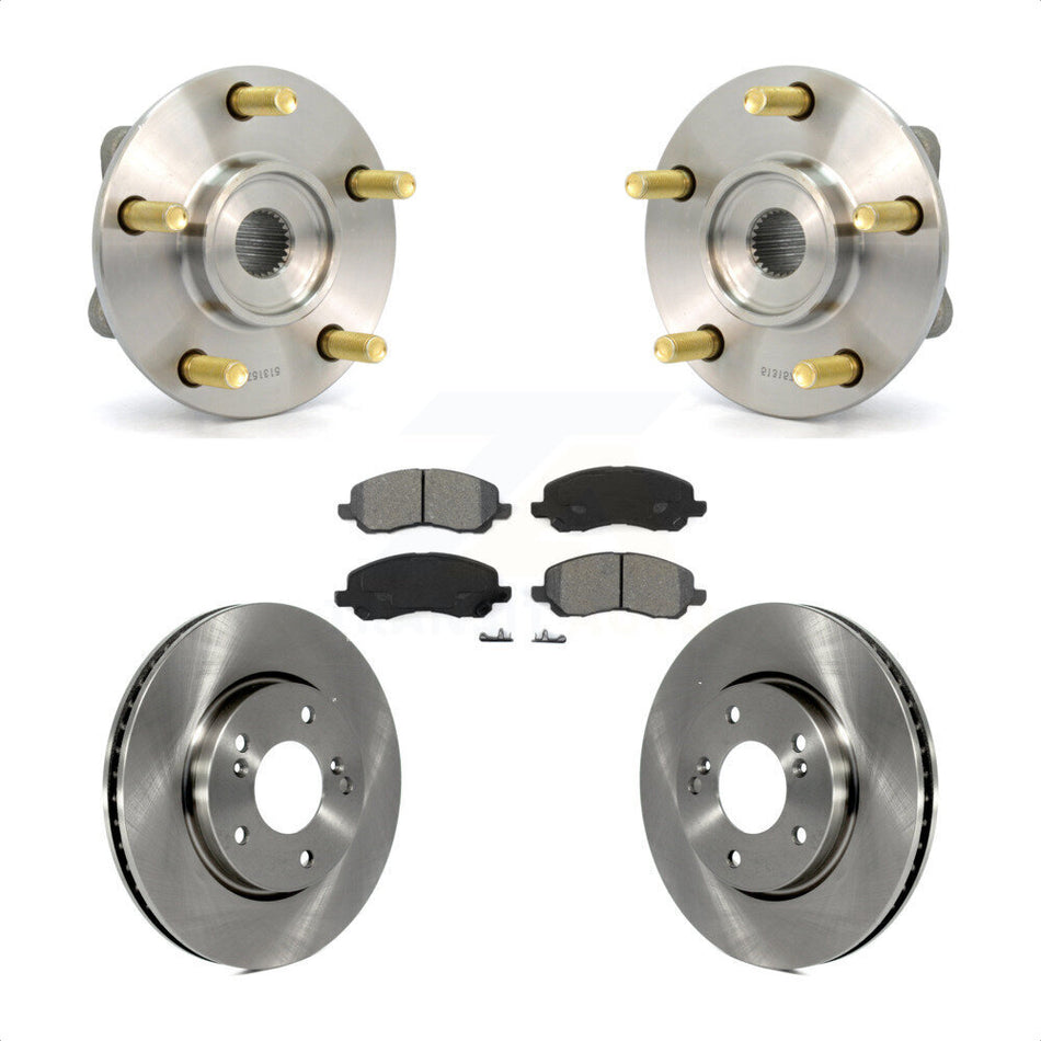 Front Hub Bearing Assembly With Disc Brake Rotors And Semi-Metallic Pads Kit For 2008 Mitsubishi Galant 2.4L KBB-116432