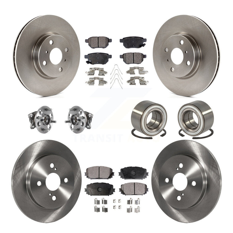 Front Rear Wheel Hub Bearings Assembly Disc Brake Rotors And Semi-Metallic Pads Kit (10Pc) For 2015-2018 Toyota Yaris rear brakes KBB-116462