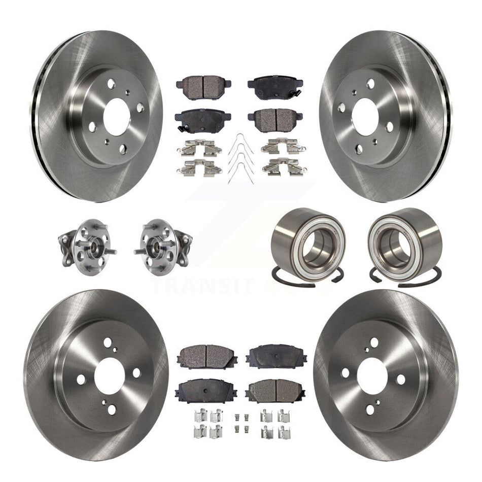 Front Rear Wheel Hub Bearings Assembly Disc Brake Rotors And Semi-Metallic Pads Kit (10Pc) For 2015-2018 Toyota Yaris Drum rear brakes KBB-116463