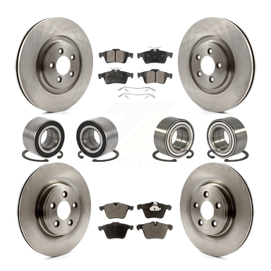 Front Rear Wheel Bearings Disc Brake Rotors And Semi-Metallic Pads Kit (10Pc) For Jaguar XJ KBB-116468