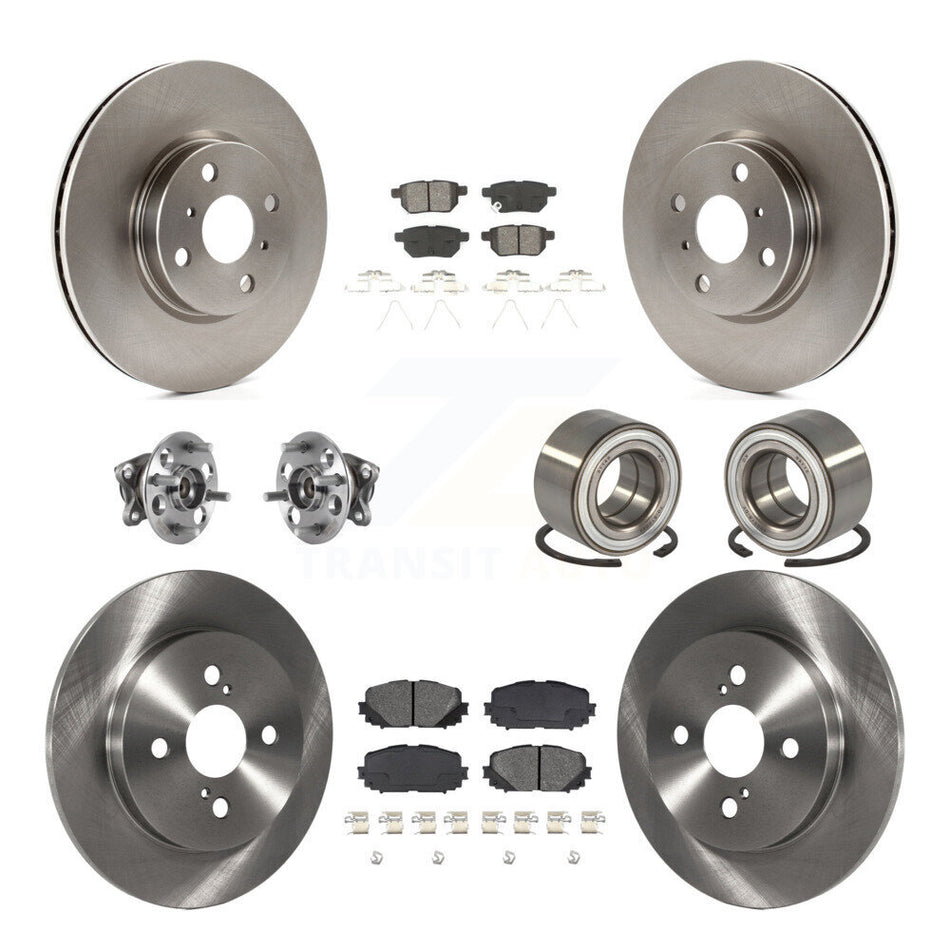 Front Rear Wheel Hub Bearings Assembly Disc Brake Rotors And Semi-Metallic Pads Kit (10Pc) For 2015-2018 Toyota Yaris rear brakes KBB-116469