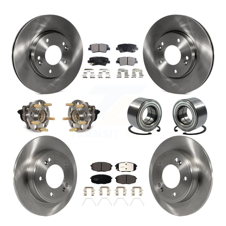 Front Rear Wheel Hub Bearings Assembly Disc Brake Rotors And Ceramic Pads Kit (10Pc) For 2014-2016 Kia Soul KBB-116475