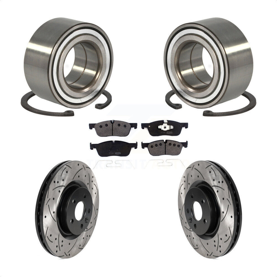 Front Wheel Bearing With Coated Drilled Slotted Disc Brake Rotors And Semi-Metallic Pads Kit For Land Rover Discovery Sport Range Evoque Jaguar E-Pace KBB-116482
