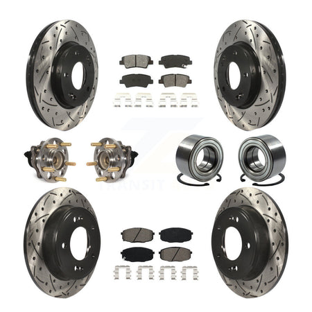 Front Rear Hub Bearing Coated Disc Brake Rotor And Pads Kit (10Pc) For 2014-2016 Kia Soul KBB-116487