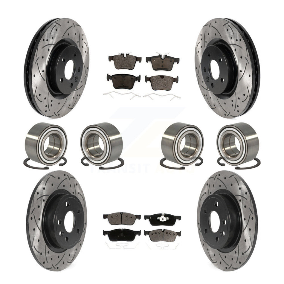 Front Rear Wheel Bearings Coated Disc Brake Rotors And Ceramic Pads Kit (10Pc) For 2015-2017 Land Rover Discovery Sport KBB-116495