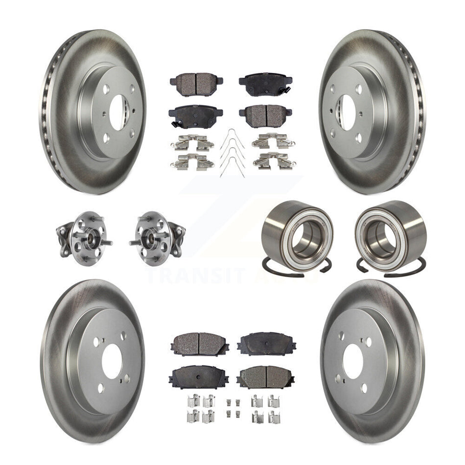 Front Rear Wheel Hub Bearings Assembly Coated Disc Brake Rotors And Semi-Metallic Pads Kit (10Pc) For 2015-2018 Toyota Yaris Drum rear brakes KBB-116500