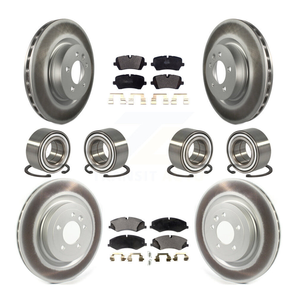 Front Rear Wheel Bearings Coated Disc Brake Rotors And Semi-Metallic Pads Kit (10Pc) For 2017 Land Rover Range Sport HSE SE with GAS engine KBB-116503