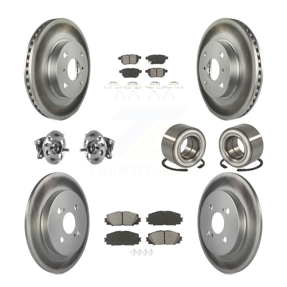 Front Rear Wheel Hub Bearings Assembly Coated Disc Brake Rotors And Semi-Metallic Pads Kit (10Pc) For 2015-2018 Toyota Yaris Drum rear brakes KBB-116508
