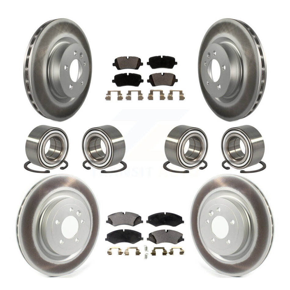 Front Rear Wheel Bearings Coated Disc Brake Rotors And Ceramic Pads Kit (10Pc) For 2017 Land Rover Range Sport HSE SE with GAS engine KBB-116523