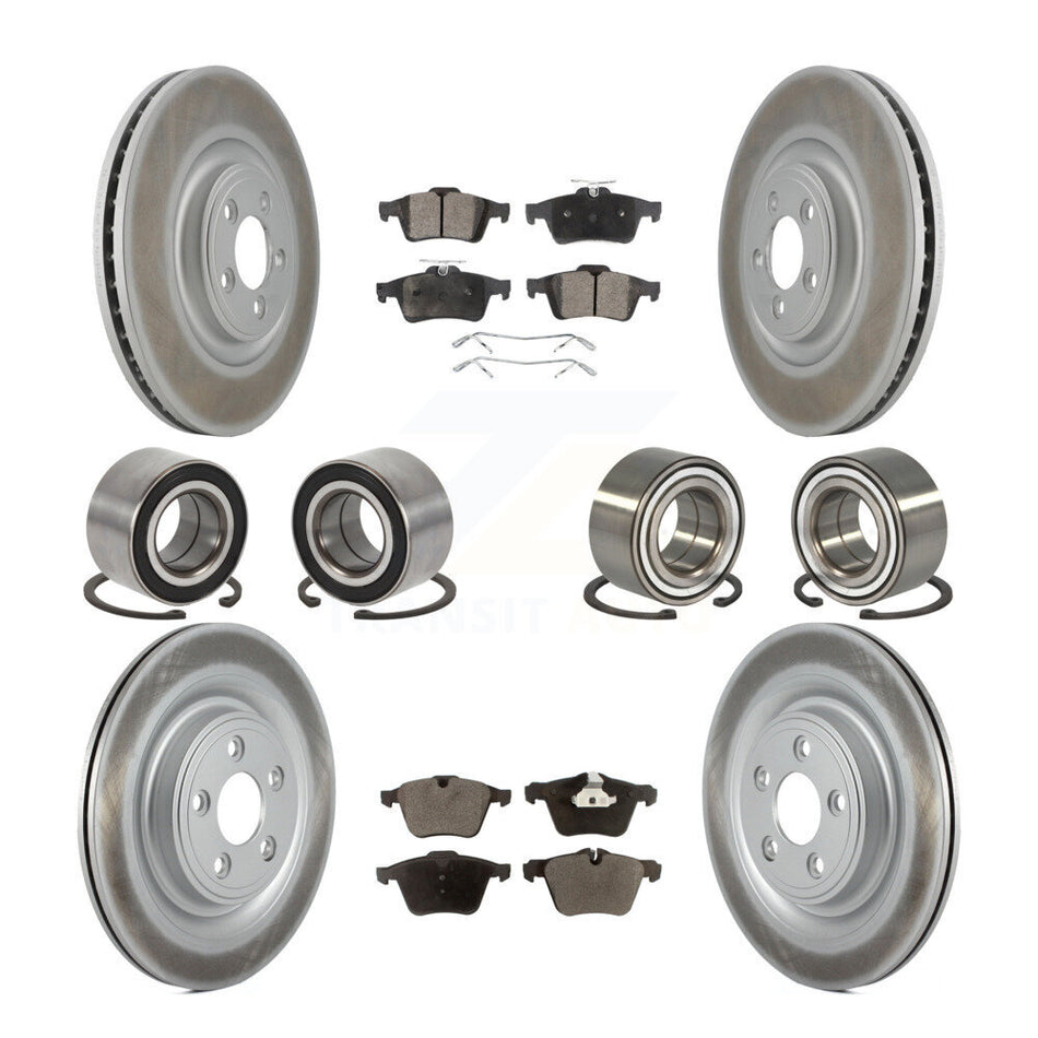 Front Rear Wheel Bearings Coated Disc Brake Rotors And Ceramic Pads Kit (10Pc) For Jaguar XJ KBB-116524