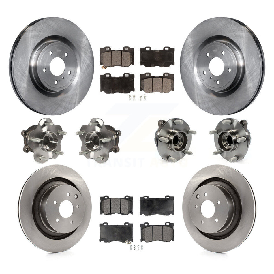 Front Rear Hub Bearings Assembly Disc Brake Rotors And Semi-Metallic Pads Kit (10Pc) For Infiniti G37 Nissan 370Z Q60 INFINITI KBB-116538