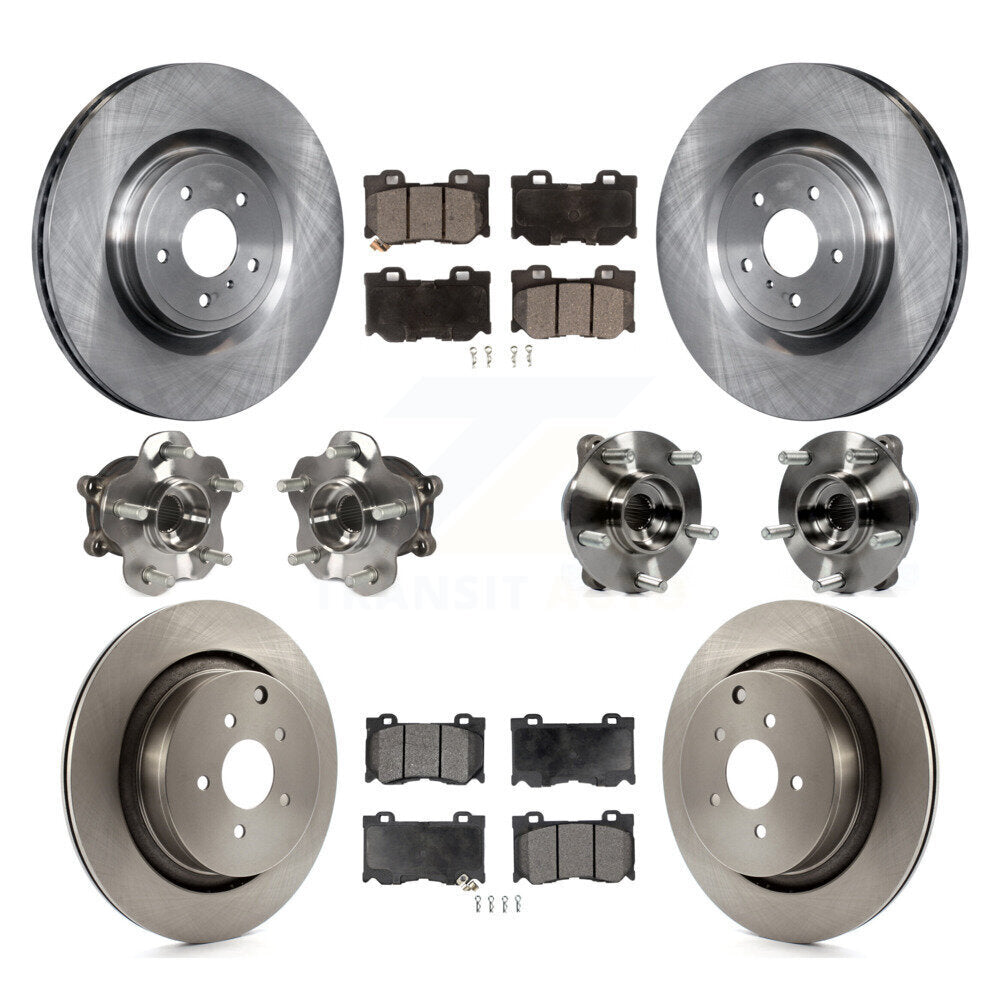 Front Rear Hub Bearings Assembly Disc Brake Rotors And Pads Kit (10Pc) For INFINITI FX50 KBB-116540