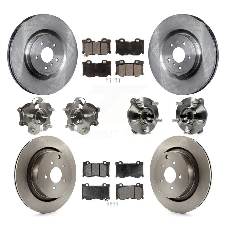 Front Rear Hub Bearings Assembly Disc Brake Rotors And Pads Kit (10Pc) For INFINITI FX50 KBB-116540