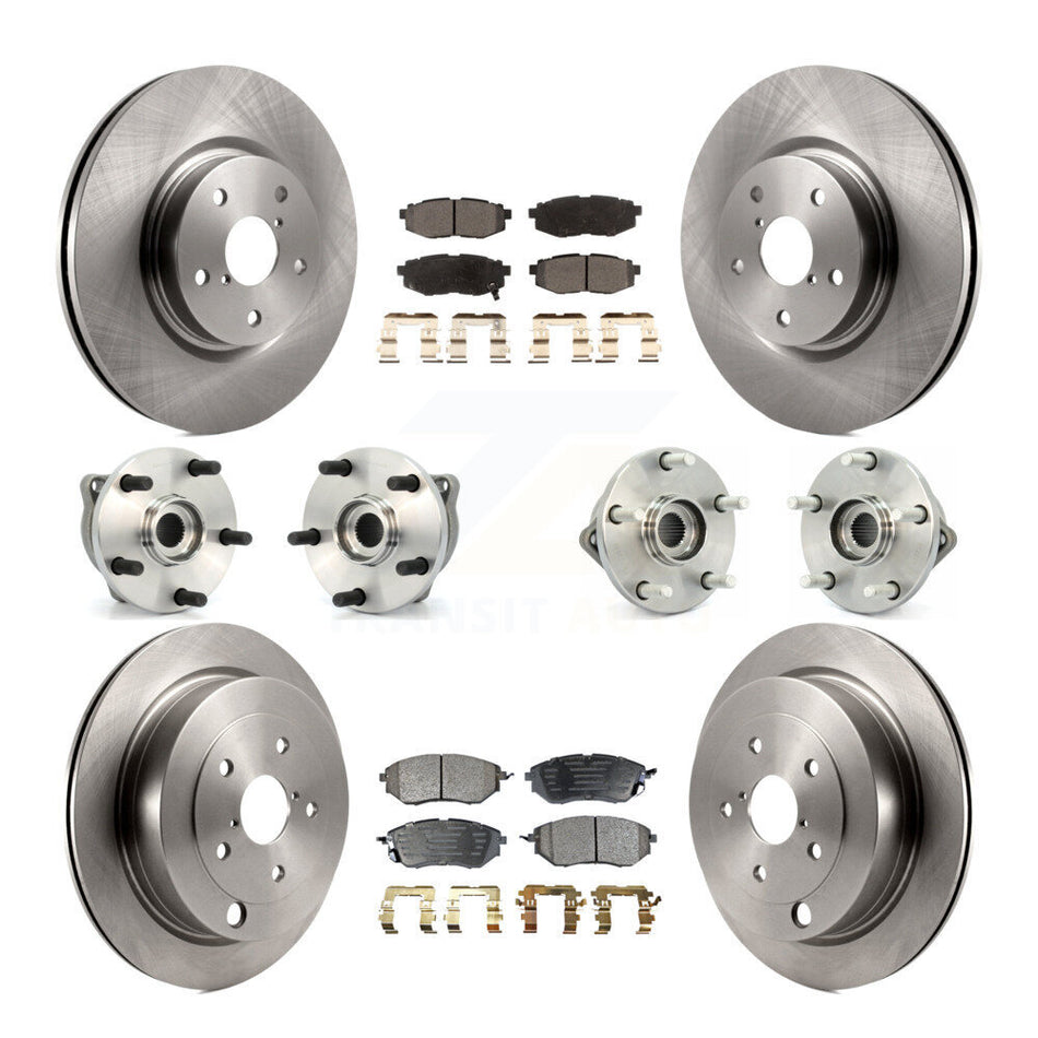 Front Rear Hub Bearings Assembly Disc Brake Rotors And Semi-Metallic Pads Kit (10Pc) For 2008-2014 Subaru Tribeca KBB-116545