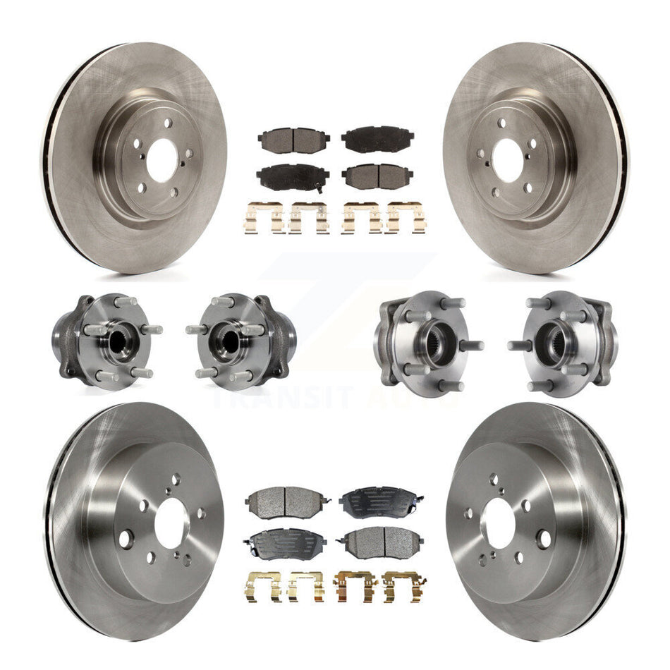 Front Rear Hub Bearings Assembly Disc Brake Rotors And Semi-Metallic Pads Kit (10Pc) For Subaru Forester 2.0L KBB-116547