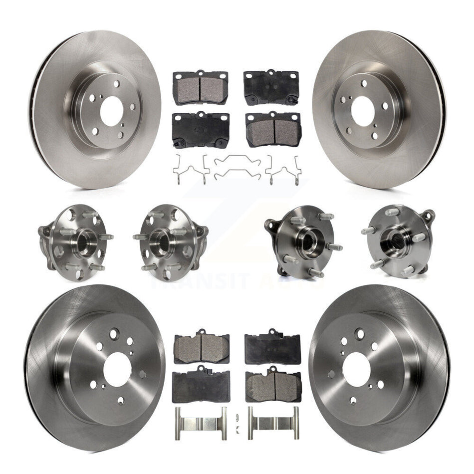 Front Rear Hub Bearings Assembly Disc Brake Rotors And Semi-Metallic Pads Kit (10Pc) For Lexus GS350 IS350 KBB-116561
