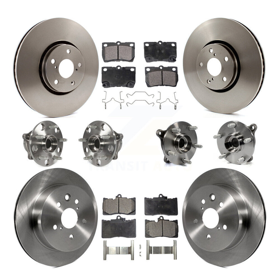 Front Rear Hub Bearings Assembly Disc Brake Rotors And Semi-Metallic Pads Kit (10Pc) For Lexus IS350 Vehicles Built Canadian Market KBB-116562