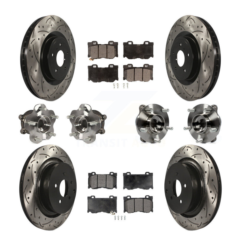 Front Rear Hub Bearings Coated Disc Brake Rotors And Pads Kit (10Pc) For INFINITI FX50 KBB-116573