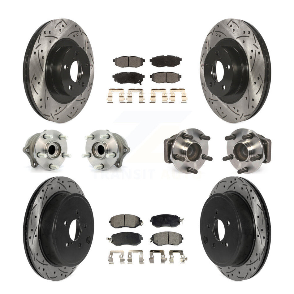Front Rear Hub Bearings Assembly Coated Disc Brake Rotors And Semi-Metallic Pads Kit (10Pc) For Toyota 86 KBB-116587