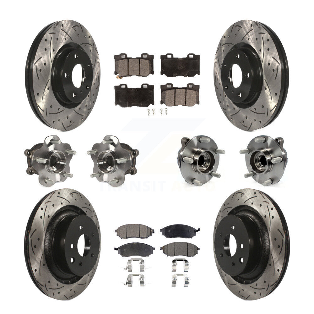 Front Rear Hub Bearings Coated Disc Brake Rotors And Pads Kit (10Pc) For Nissan 370Z KBB-116588