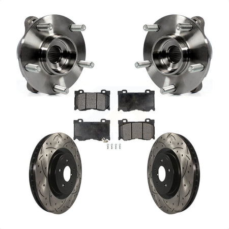 Front Hub Bearing Drilled Slot Brake Rotor Pad Kit For INFINITI Q50 Q60 M37 FX50 QX70 Q70 KBB-116599