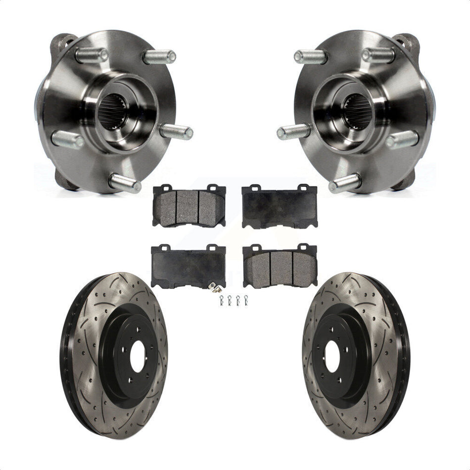 Front Hub Bearing Drilled Slot Brake Rotor Pad Kit For INFINITI Q50 Q60 M37 FX50 QX70 Q70 KBB-116599