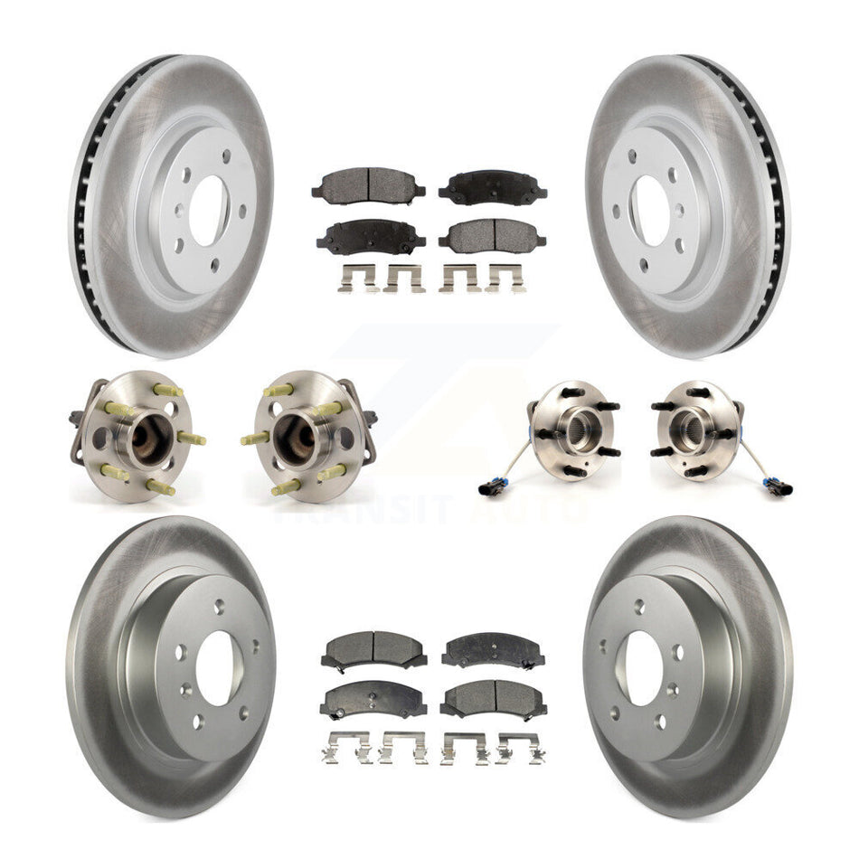 Front Rear Hub Bearings Assembly Coated Disc Brake Rotors And Semi-Metallic Pads Kit (10Pc) For Buick Lucerne KBB-116632