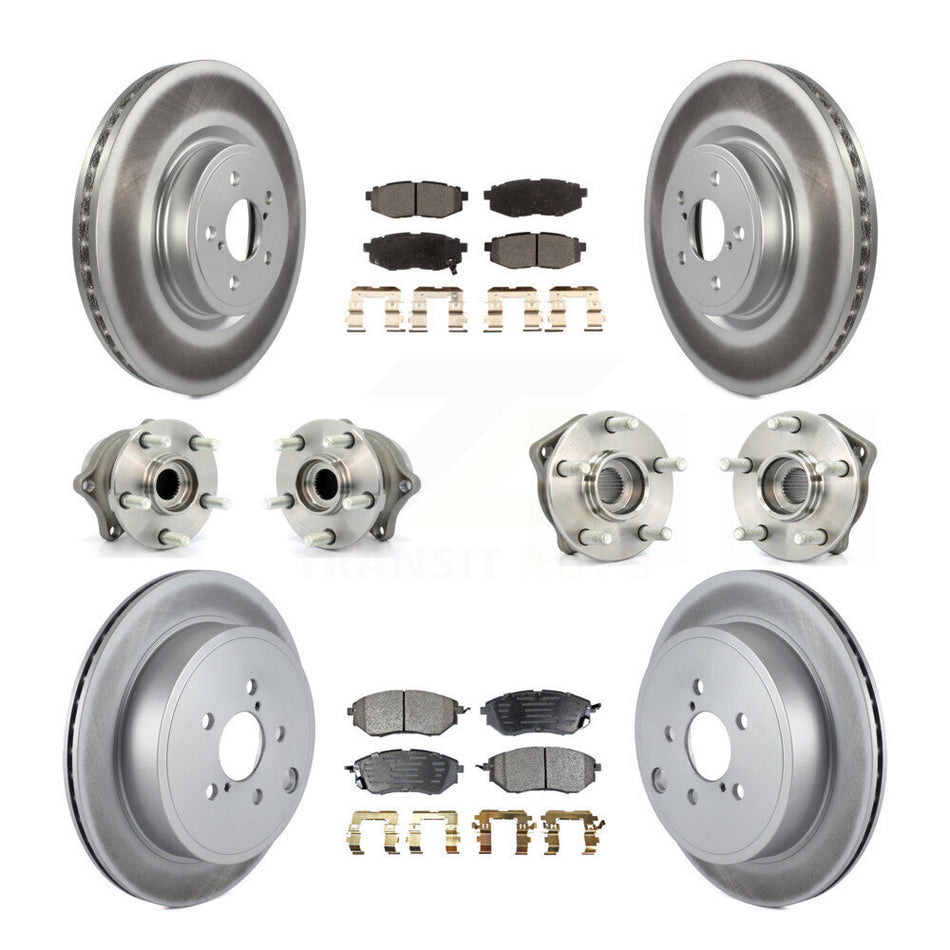 Front Rear Hub Bearings Assembly Coated Disc Brake Rotors And Semi-Metallic Pads Kit (10Pc) For Subaru Outback Legacy KBB-116635