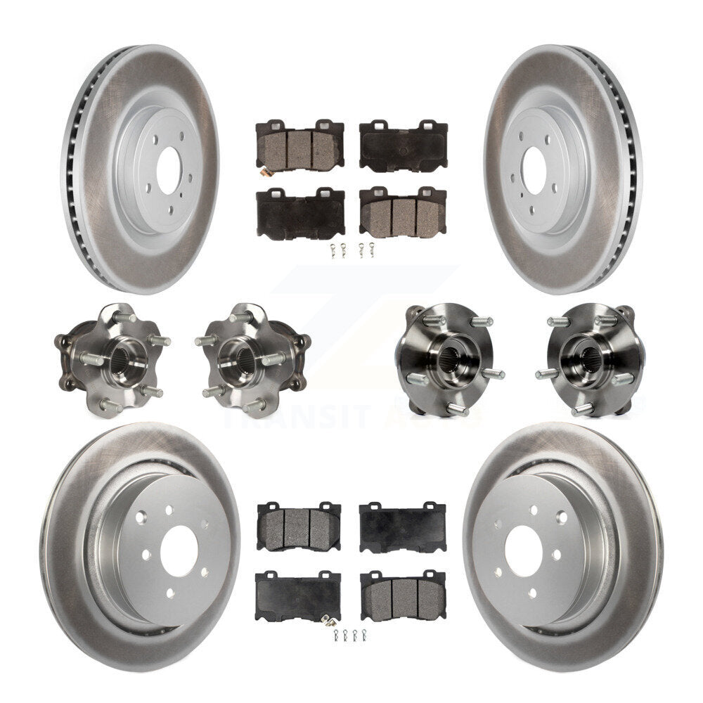 Front Rear Hub Bearings Coated Disc Brake Rotors And Pads Kit (10Pc) For INFINITI FX50 KBB-116643