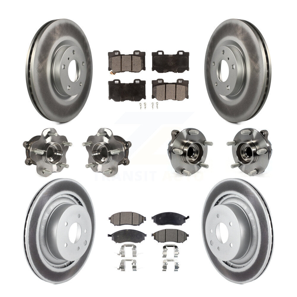 Front Rear Hub Bearings Coated Disc Brake Rotors And Pads Kit (10Pc) For Nissan 370Z KBB-116646
