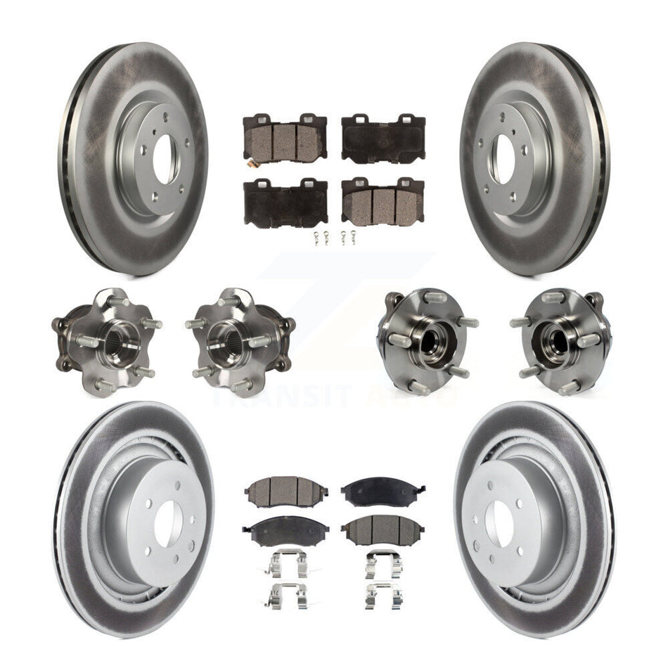 Front Rear Hub Bearings Coated Disc Brake Rotors And Pads Kit (10Pc) For Nissan 370Z KBB-116646