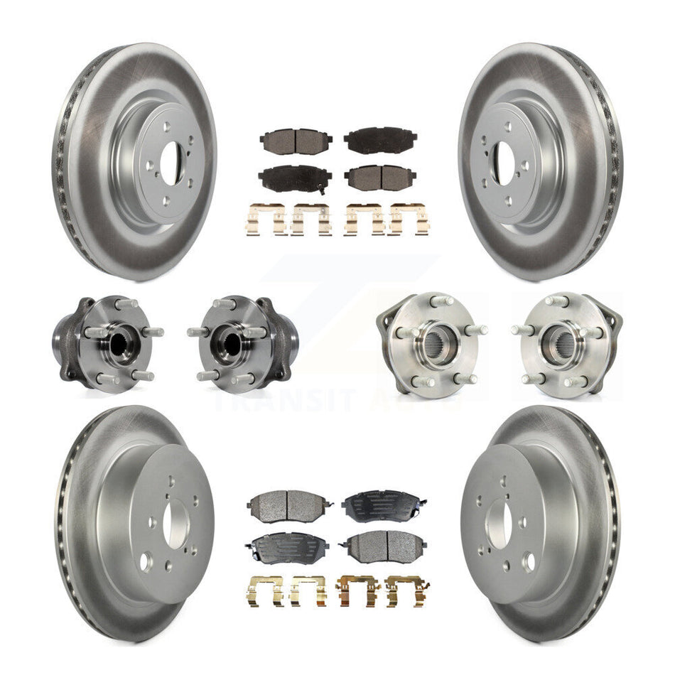 Front Rear Hub Bearings Assembly Coated Disc Brake Rotors And Semi-Metallic Pads Kit (10Pc) For 2014 Subaru Forester 2.0L To 01 14 KBB-116650