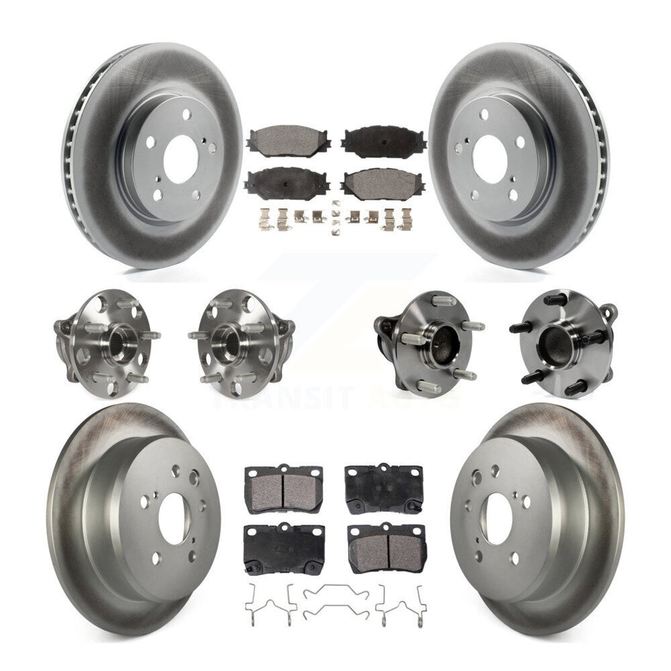 Front Rear Hub Bearings Assembly Coated Disc Brake Rotors And Semi-Metallic Pads Kit (10Pc) For Lexus IS250 KBB-116651