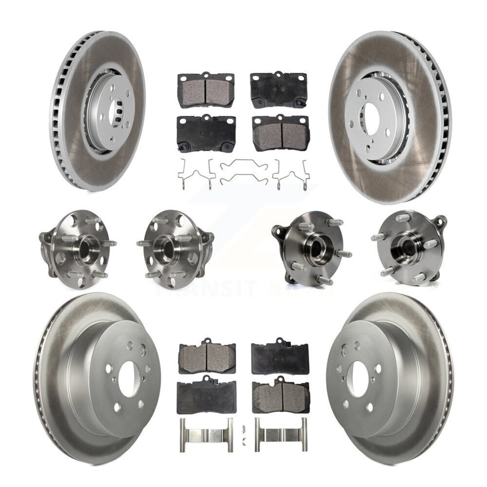 Front Rear Hub Bearings Assembly Coated Disc Brake Rotors And Semi-Metallic Pads Kit (10Pc) For Lexus IS350 Vehicles Built Canadian Market KBB-116655