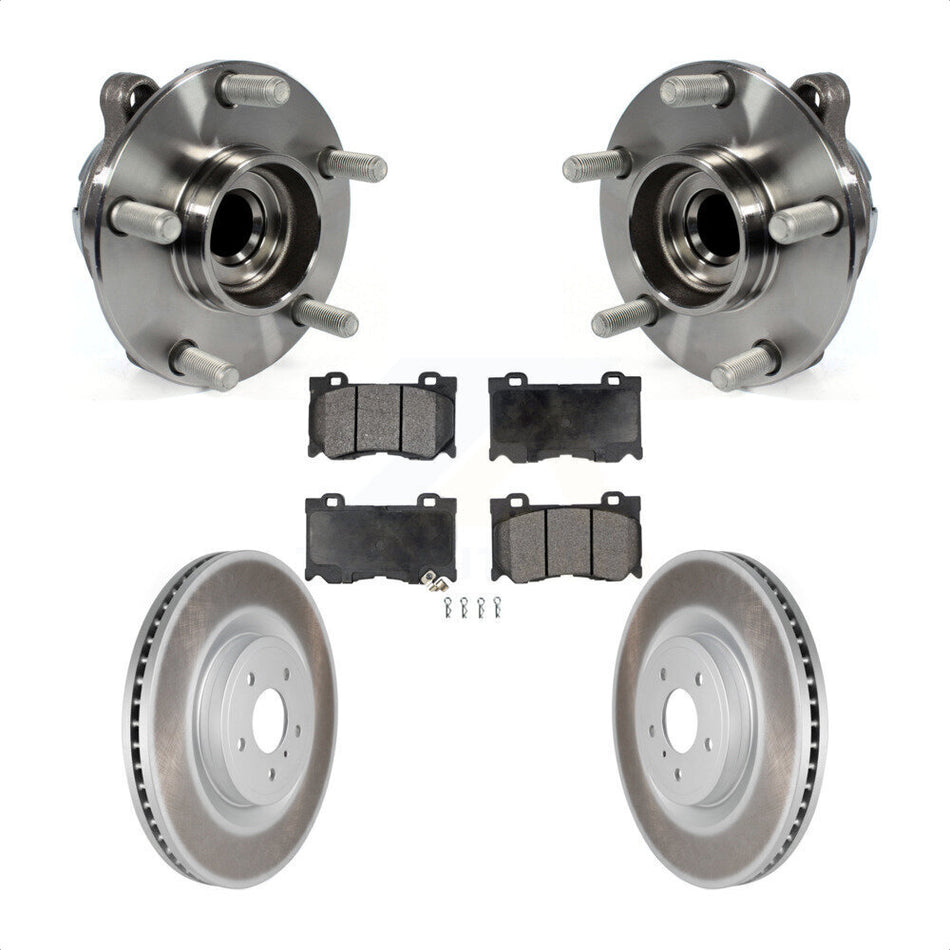 Front Hub Bearing Assembly With Coated Disc Brake Rotors And Semi-Metallic Pads Kit For INFINITI G37 Q50 Nissan 370Z Q60 M37 Q70 Q70L QX70 M56 Z KBB-116663
