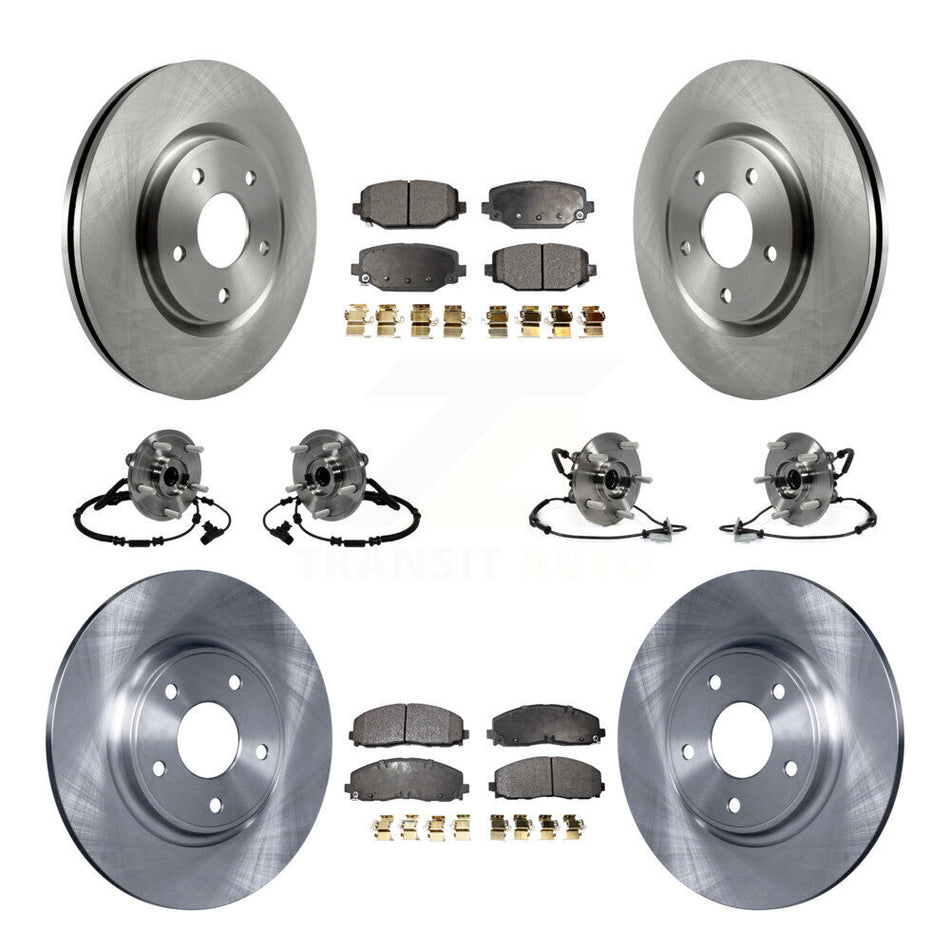 Front Rear Hub Bearings Assembly Disc Brake Rotors And Semi-Metallic Pads Kit (10Pc) For Dodge Grand Caravan Chrysler Town & Country Ram C/V Volkswagen Routan KBB-116712