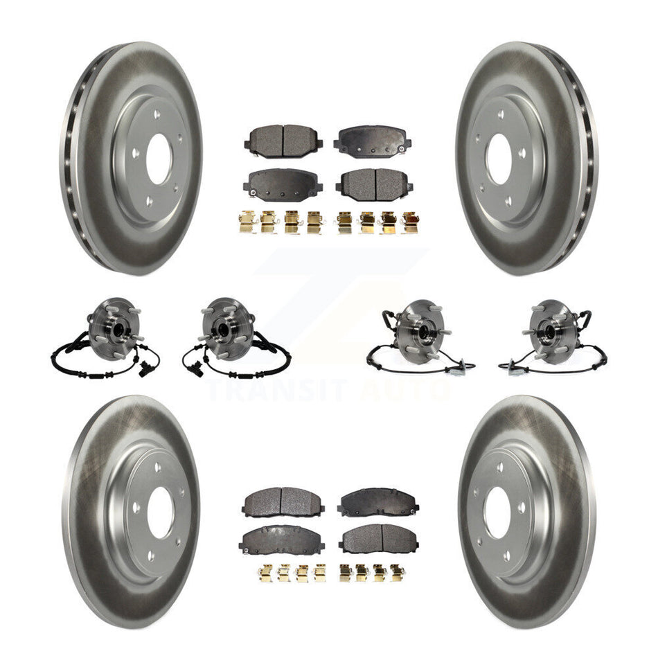 Front Rear Hub Bearings Assembly Coated Disc Brake Rotors And Ceramic Pads Kit (10Pc) For Dodge Grand Caravan Chrysler Town & Country Ram C/V Volkswagen Routan KBB-116749