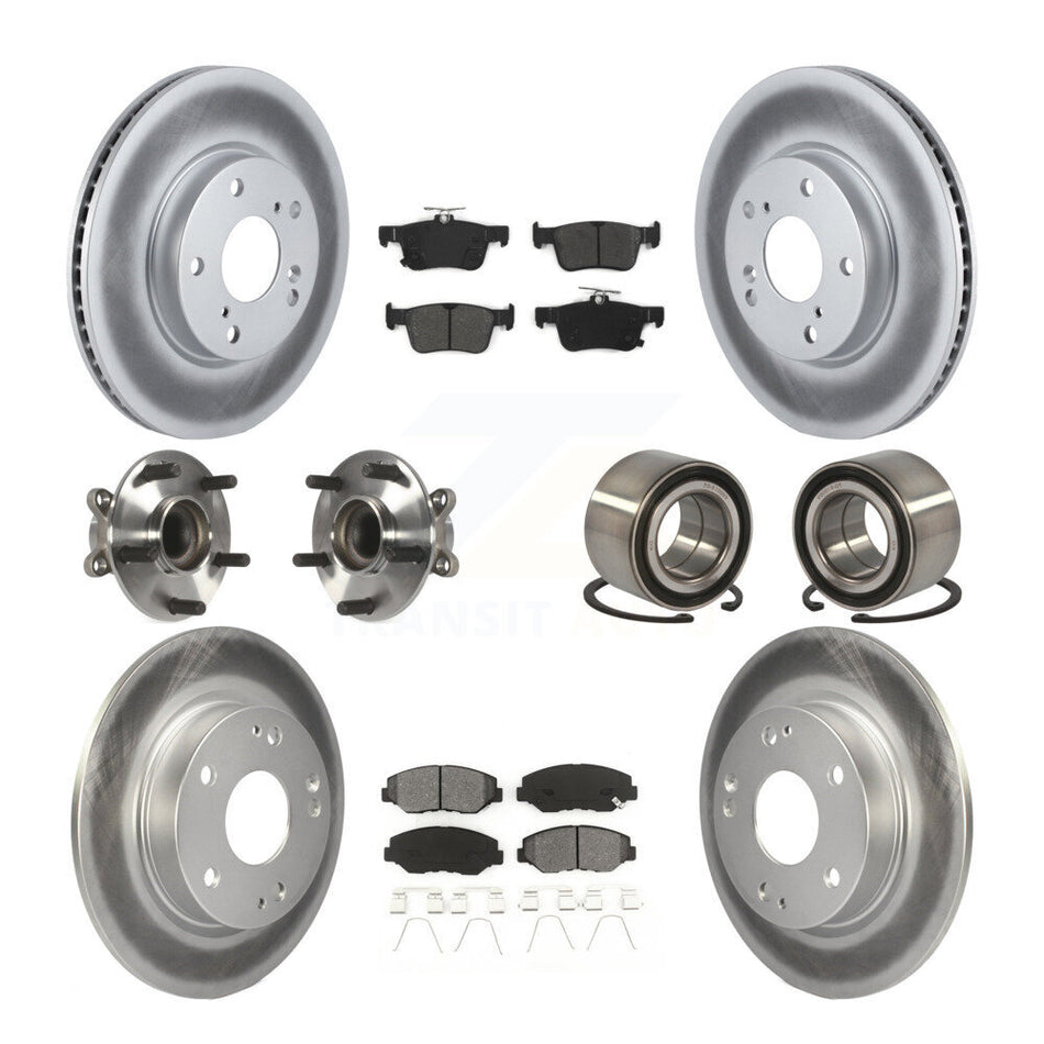 Front Rear Wheel Hub Bearings Assembly Coated Disc Brake Rotors And Semi-Metallic Pads Kit (10Pc) For Honda Civic KBB-116763