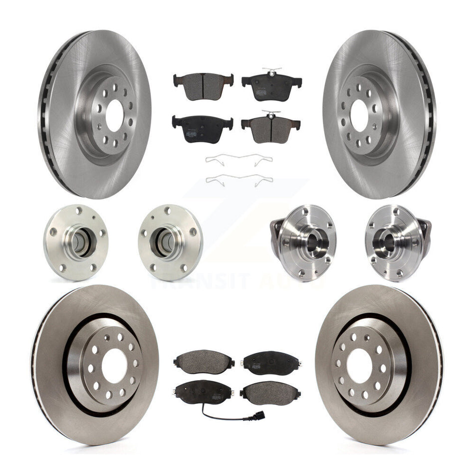 Front Rear Hub Bearings Disc Brake Rotors And Pads Kit (10Pc) For Volkswagen Arteon FWD KBB-116766
